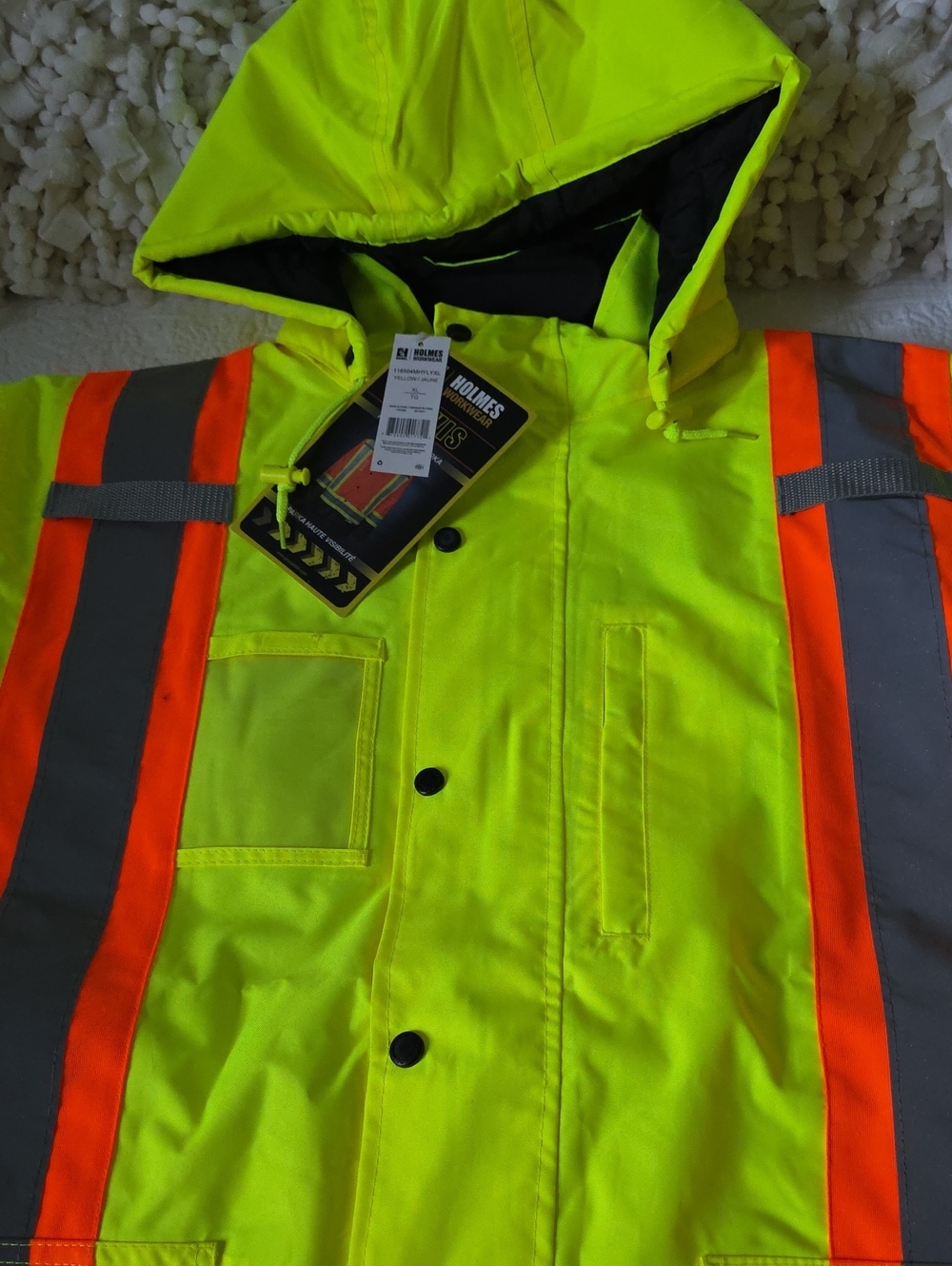 High-Visibility Kids Safety Jacket with Hood - Neon Yellow & Orange